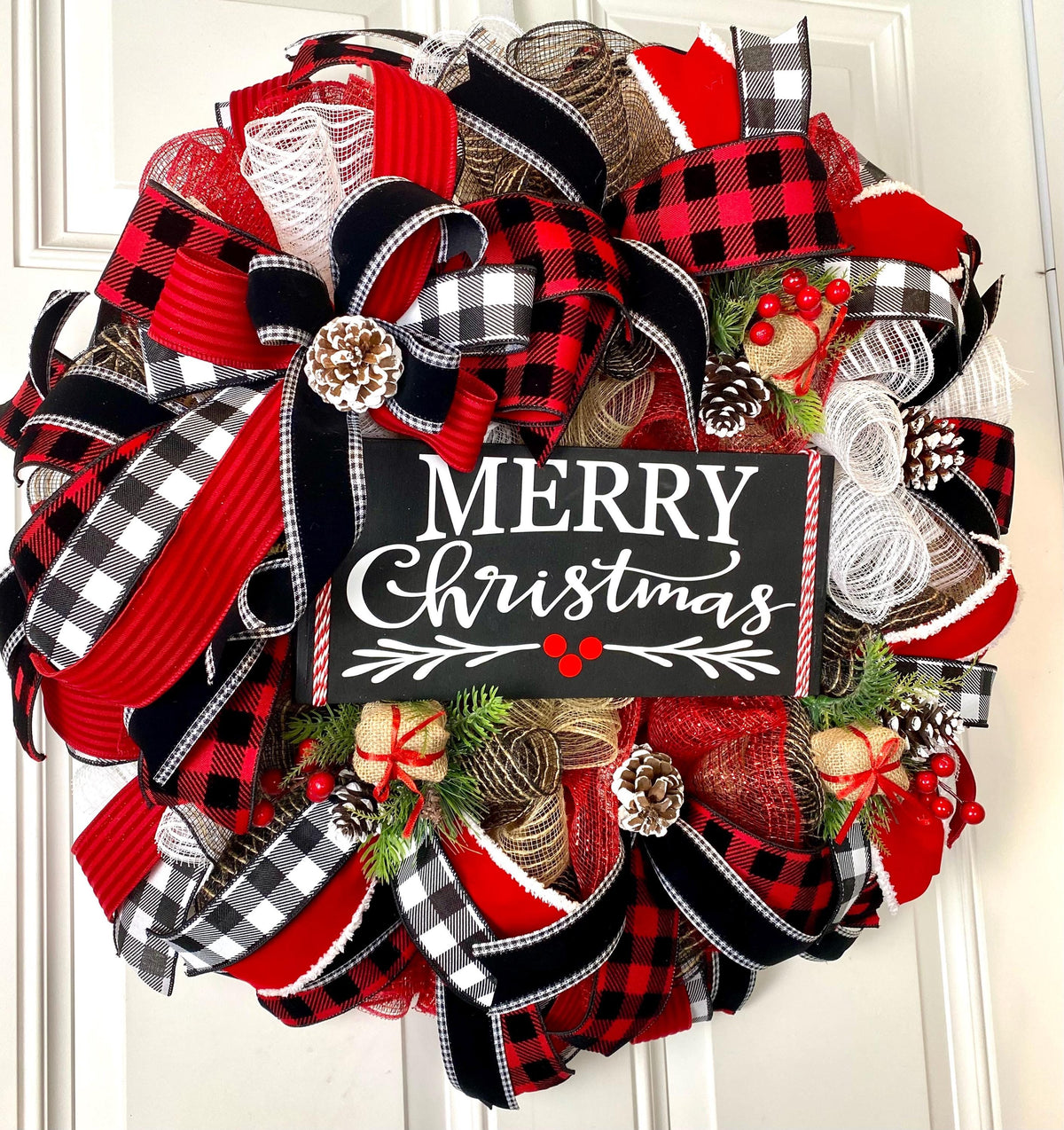 Buffalo Check Merry Christmas Wreath