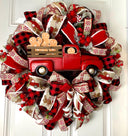 Red Truck Gingerbread Wreath, Rustic Christmas Decor, Front Porch Decoration