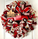 Red Truck Gingerbread Wreath, Rustic Christmas Decor, Front Porch Decoration