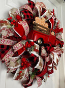Red Truck Gingerbread Wreath, Rustic Christmas Decor, Front Porch Decoration