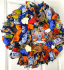 Blue Peony Pumpkin Fall Wreath: Farmhouse Autumn Decor (28” x 6”)