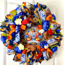 Blue Peony Pumpkin Fall Wreath: Farmhouse Autumn Decor (28” x 6”)