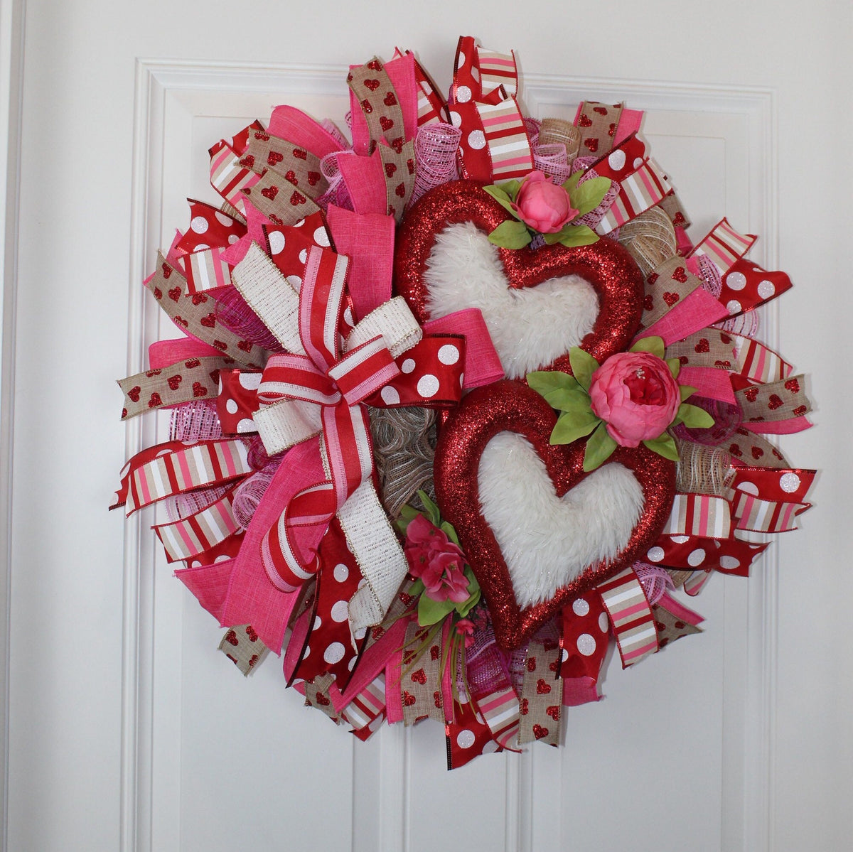 Valentine Wreaths, Valentines Day Wreaths, Peony Heart Wreath, Fuzzy & Furry Hearts
