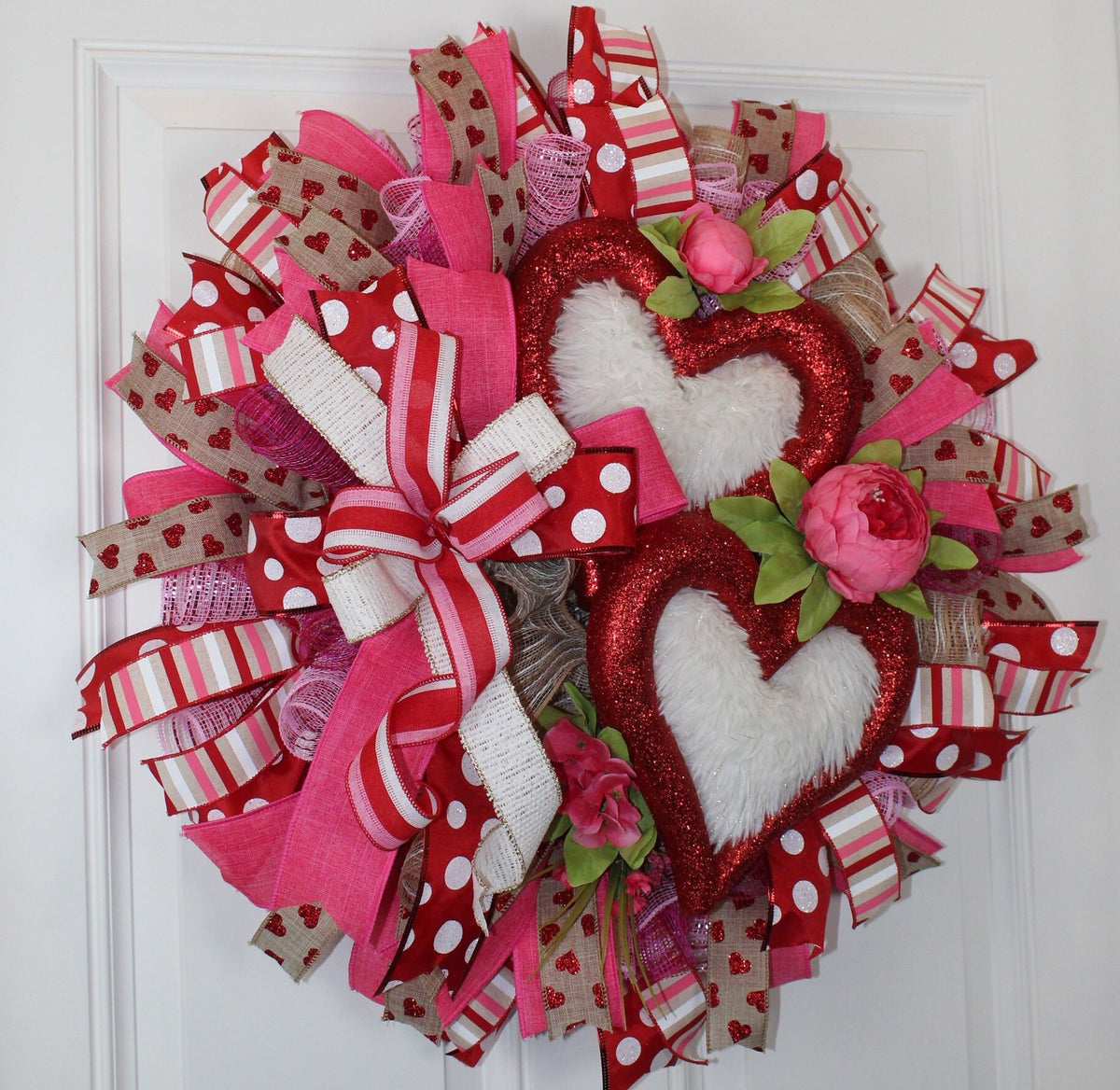 Valentine Wreaths, Valentines Day Wreaths, Peony Heart Wreath, Fuzzy & Furry Hearts