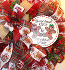 Gingerbread Kisses Christmas Wreath: Candy Cane & Plaid Ribbons