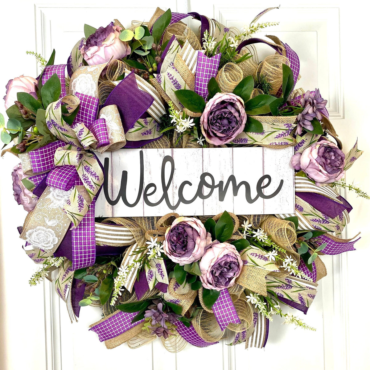 Purple Everyday Wreath, Farmhouse Wreath for Every Season, Spring Wreath, Summer Deco Mesh, color options available