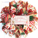 Christmas Gingerbread Bakery Wreath, Double Door, Christmas deco mesh wreath, Gingerbread bakery, Large Christmas Wreath for front door