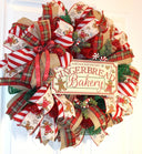 Christmas Gingerbread Bakery Wreath, Double Door, Christmas deco mesh wreath, Gingerbread bakery, Large Christmas Wreath for front door