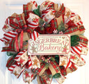 Christmas Gingerbread Bakery Wreath, Double Door, Christmas deco mesh wreath, Gingerbread bakery, Large Christmas Wreath for front door
