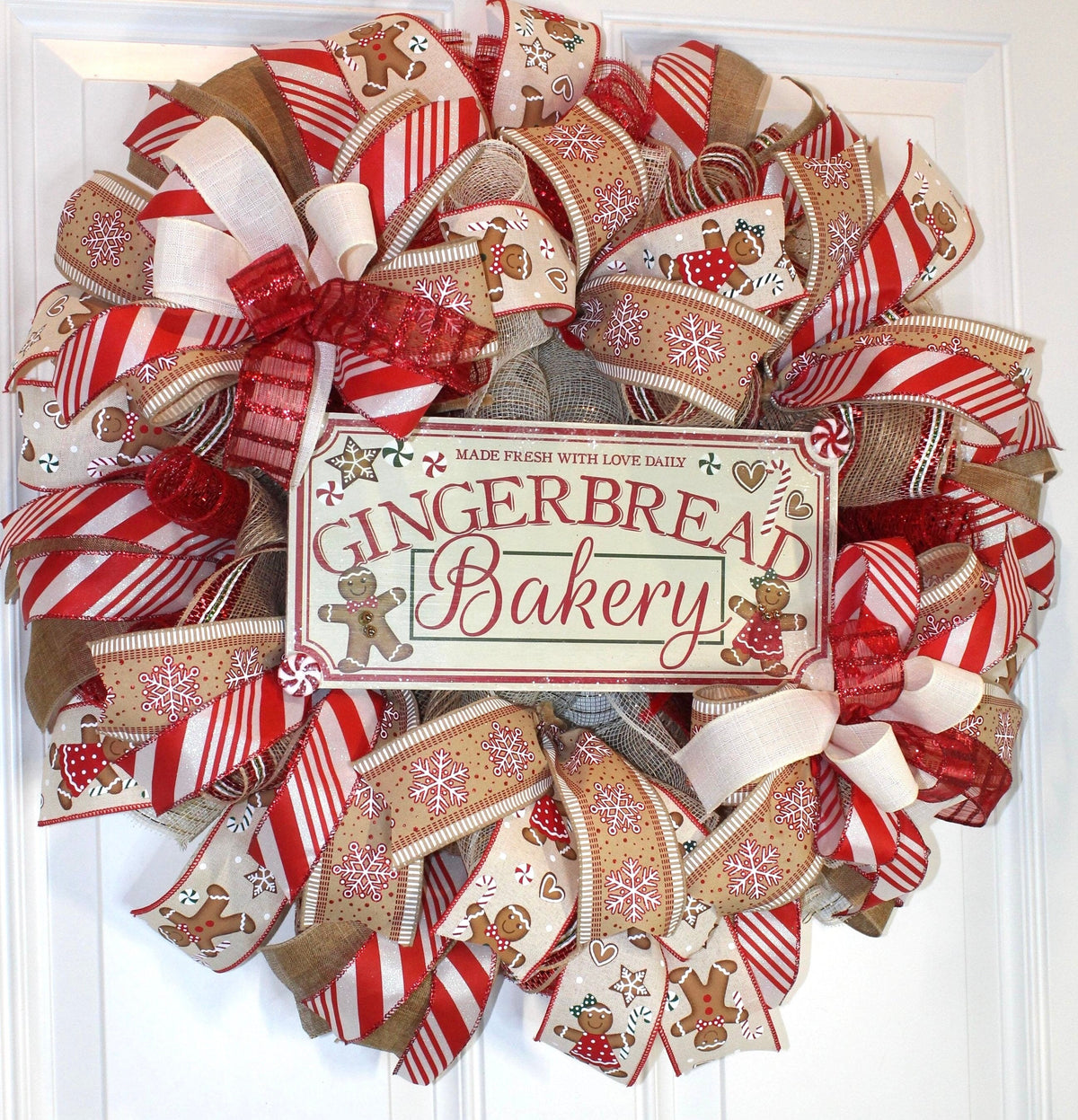 Gingerbread Wreath, Christmas wreath, Gingerbread bakery, Large Christmas Wreath for front door