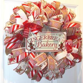 Gingerbread Wreath, Christmas wreath, Gingerbread bakery, Large Christmas Wreath for front door