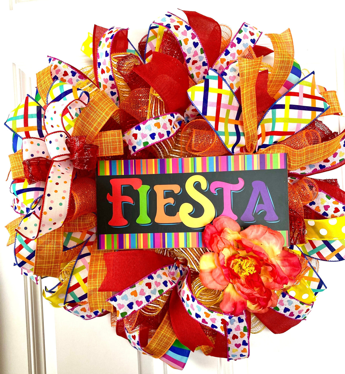 Fiesta Wreath, Cinco de Maya, Party Decor, Summer Deco Mesh