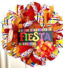 Fiesta Wreath, Cinco de Maya, Party Decor, Summer Deco Mesh