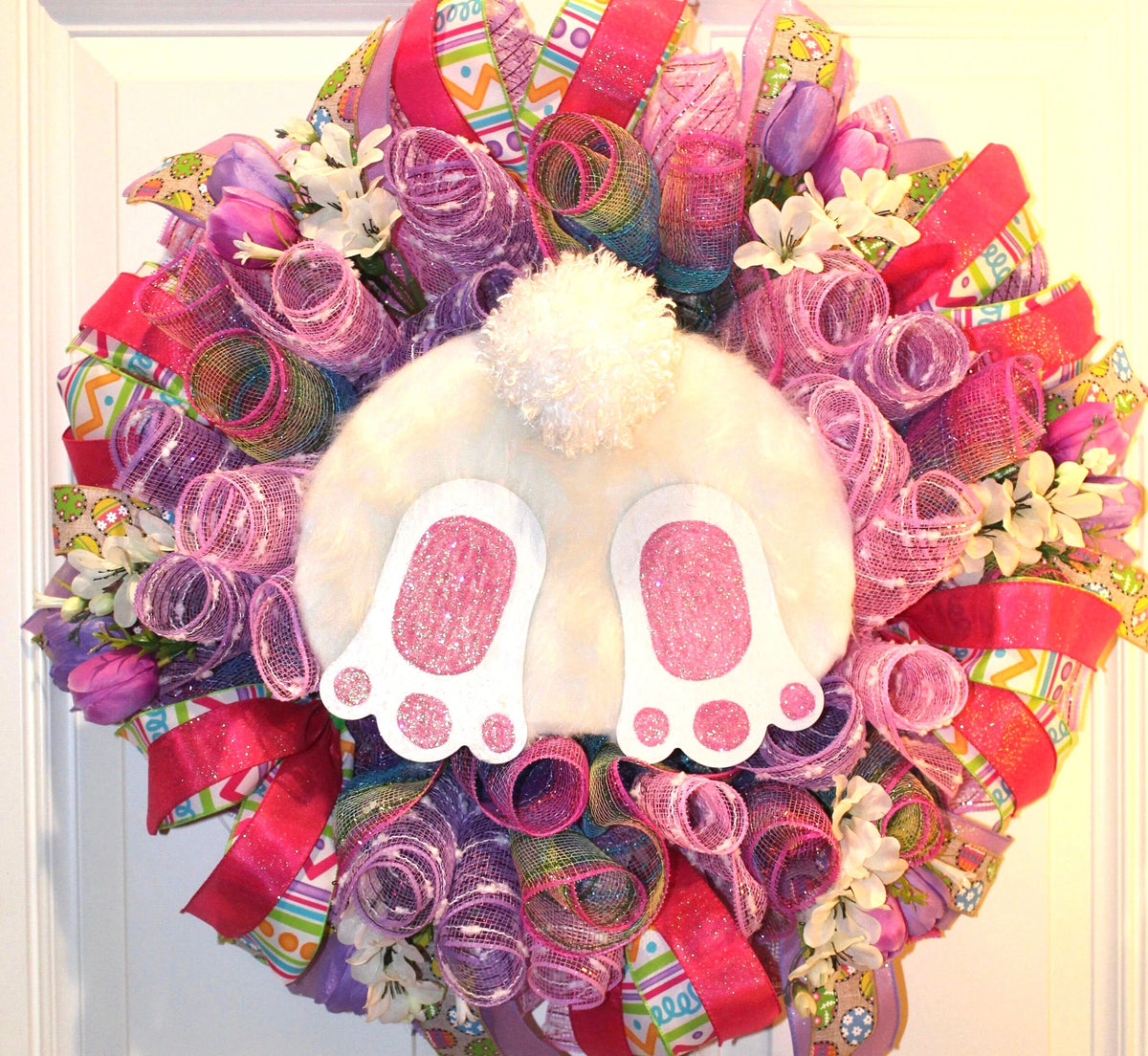 Fuzzy Easter Bunny Wreath: Spring Front Door Decor