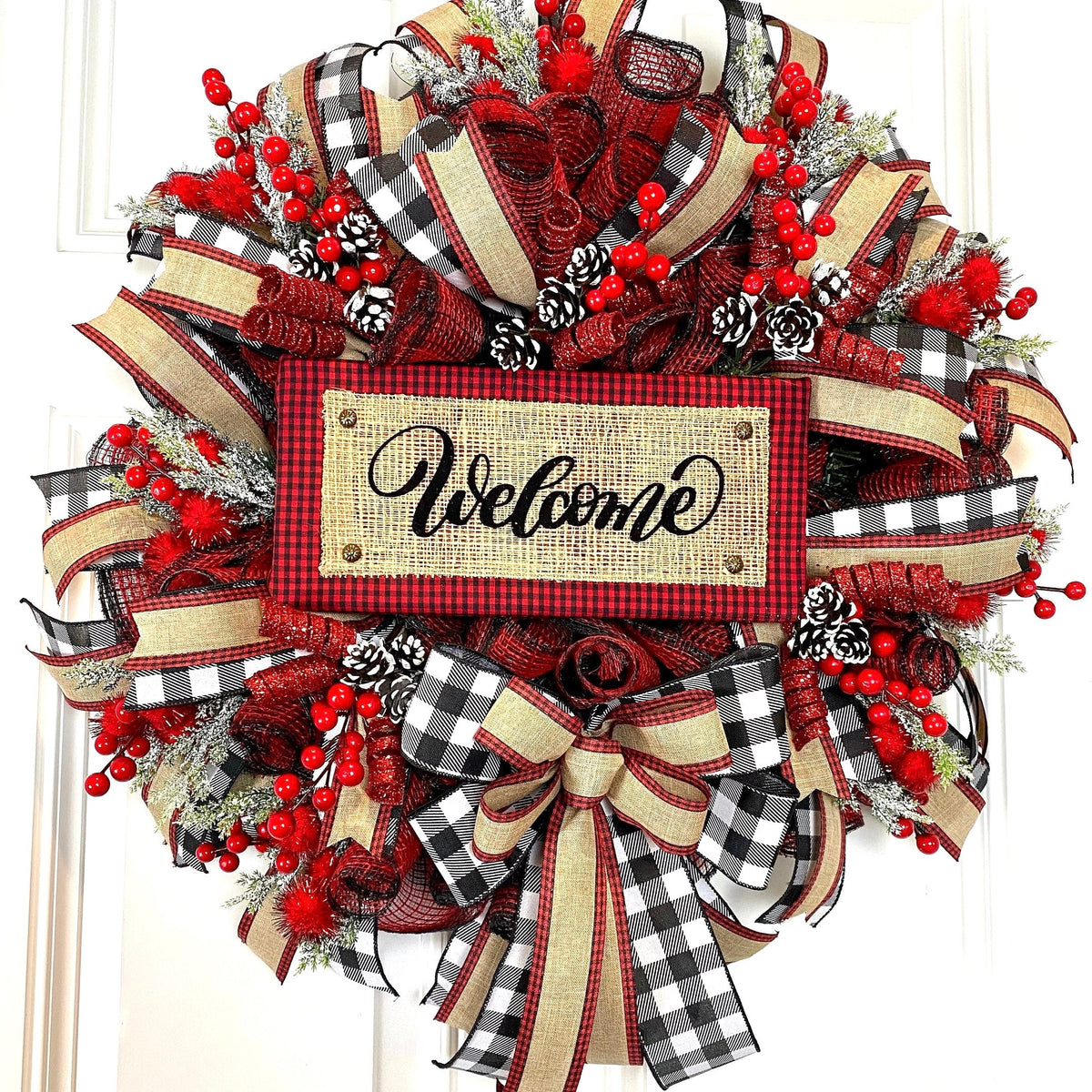 Farmhouse Buffalo Plaid Christmas Wreath