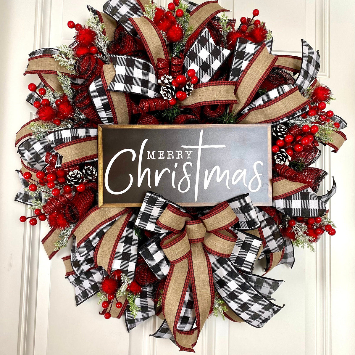 Farmhouse Buffalo Plaid Christmas Wreath