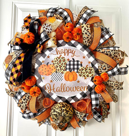 Whimsical Halloween Dog Wreath