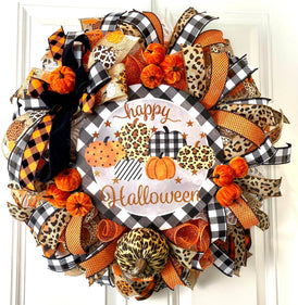 Whimsical Halloween Dog Wreath