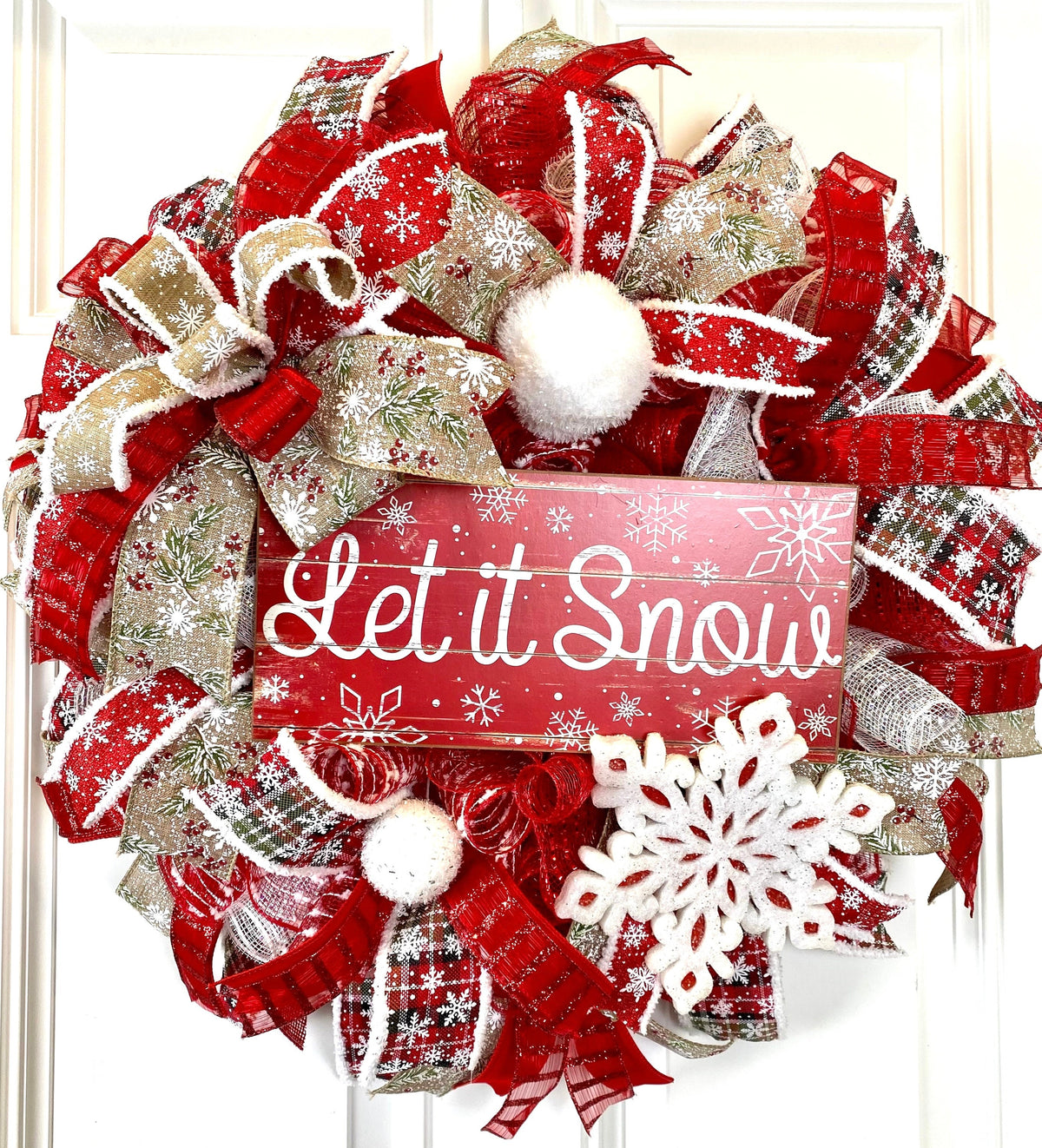 Let it Snow Winter Wreath, Farmhouse Christmas Wreath