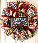 Buffalo Plaid Christmas Wreath: Apple Pinecone Williamsburg Style