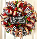 Pomegranate Christmas Wreath: Buffalo Plaid Farmhouse Winter Decor