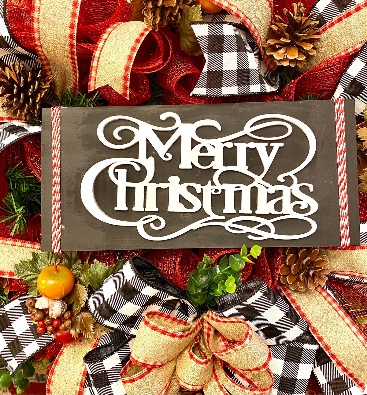 Pomegranate Christmas Wreath: Buffalo Plaid Farmhouse Winter Decor