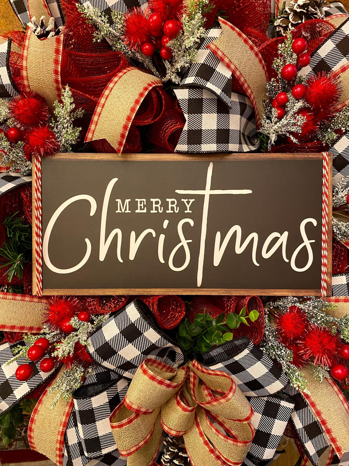 Buffalo Plaid Christmas Wreath: Farmhouse Winter Door Decor