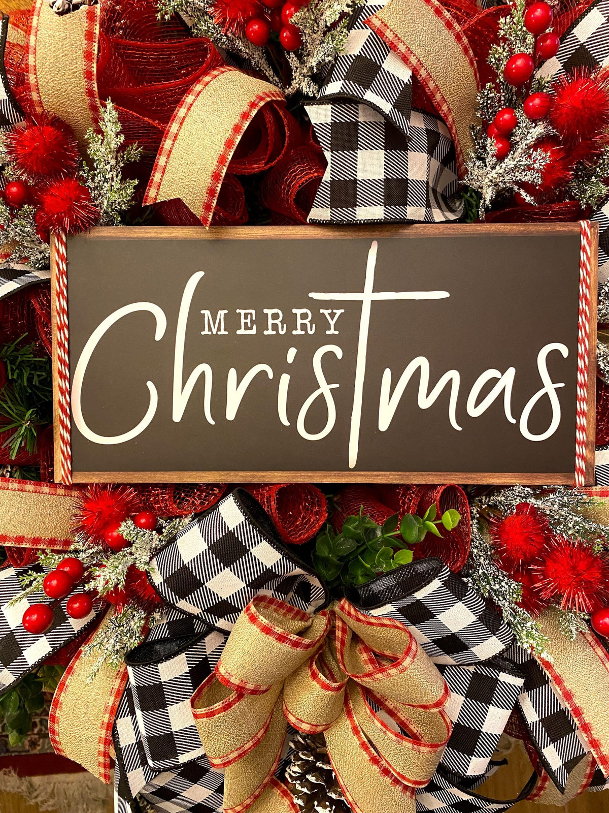 Buffalo Plaid Christmas Wreath: Farmhouse Winter Door Decor