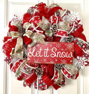 Let it Snow Winter Wreath, Christmas Wreath, Farmhouse Christmas, front door, double doors