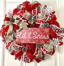 Let it Snow Winter Wreath, Christmas Wreath, Farmhouse Christmas, front door, double doors