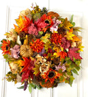 XL Fall Wreath, Pumpkin, Floral, Grapevine Wreath Front Door, Autumn Wreath