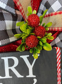 XL Christmas Wreath: Farmhouse Buffalo Plaid, Pinecone & Berry Winter Decor