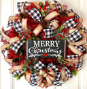 XL Christmas Wreath: Farmhouse Buffalo Plaid, Pinecone & Berry Winter Decor