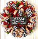 XL Christmas Wreath: Farmhouse Buffalo Plaid, Pinecone & Berry Winter Decor