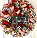 XL Christmas Wreath: Farmhouse Buffalo Plaid, Pinecone & Berry Winter Decor