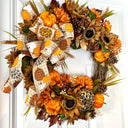 Fall Floral Leopard Pumpkin Wreath