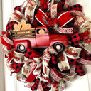 Red Truck Gingerbread Wreath, Rustic Christmas Decor, Front Porch Decoration