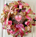 Pink and Gold Valentine Heart Wreath, Cupcake Ornament Wreath, Candy Land theme