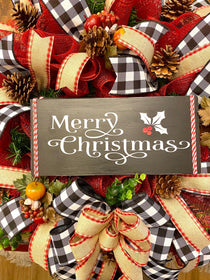 Buffalo Plaid Christmas Wreath: Apple Pinecone Williamsburg Style