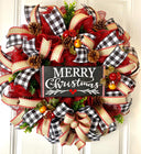 Buffalo Plaid Christmas Wreath: Apple Pinecone Williamsburg Style