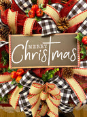 Pomegranate Christmas Wreath: Buffalo Plaid Farmhouse Winter Decor