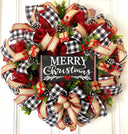Farmhouse Christmas Wreath: Buffalo Plaid, Red Berries & Burlap