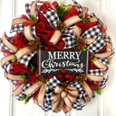 XL Christmas Wreath: Farmhouse Buffalo Plaid, Pinecone & Berry Winter Decor