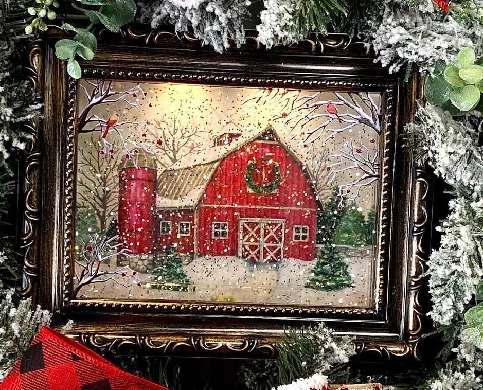 Christmas Snow Globe, Farmhouse Wreath Sign, Snowglobe