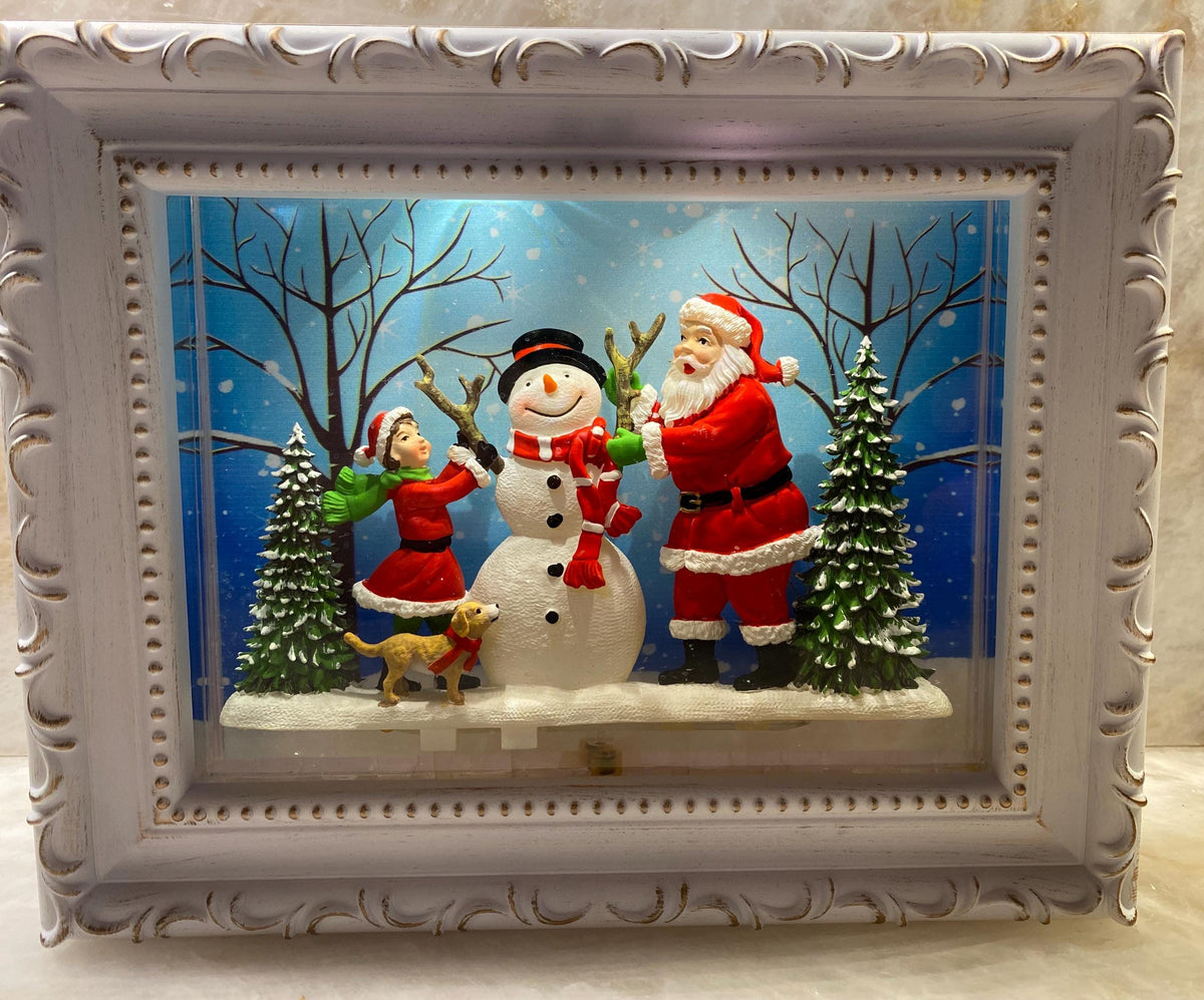 Winter Snow Globe, Snowman Santa Farmhouse Wreath Sign, Snowglobe