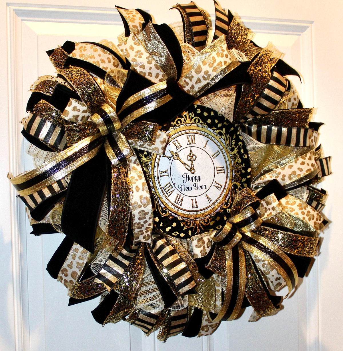 Elegant New Years Wreath, Happy New Year Party Decor, Wreath for front door, New Years Party Decor, Double Door