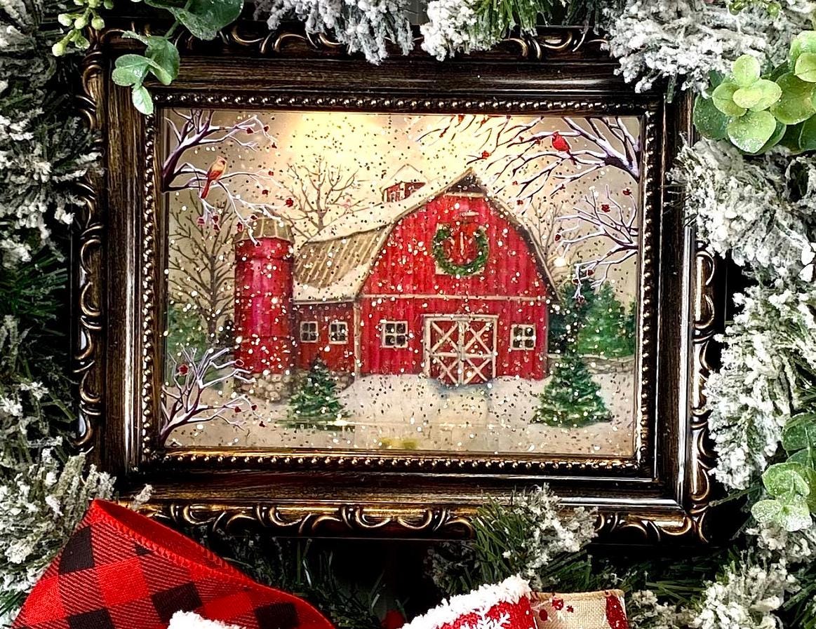 Christmas Snow Globe, Farmhouse Wreath Sign, Snowglobe