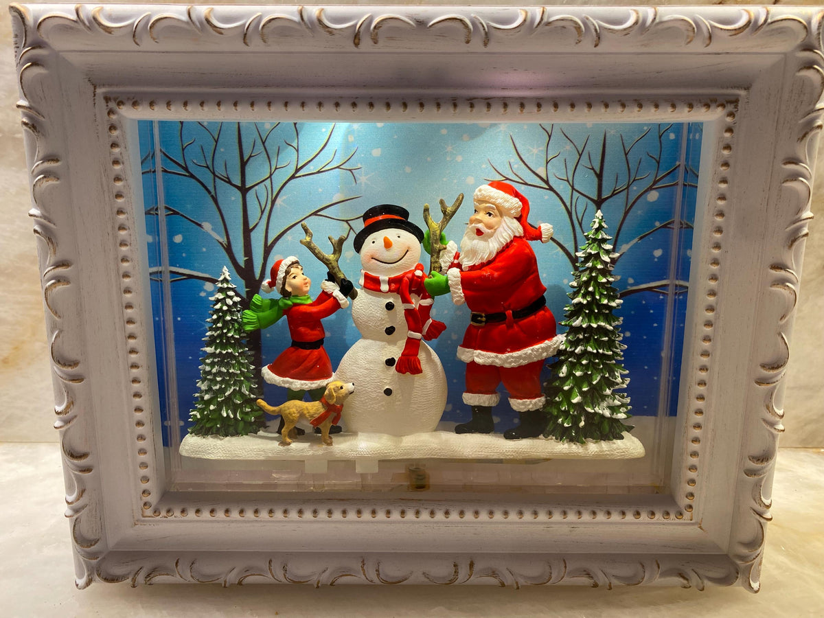 Winter Snow Globe, Snowman Santa Farmhouse Wreath Sign, Snowglobe