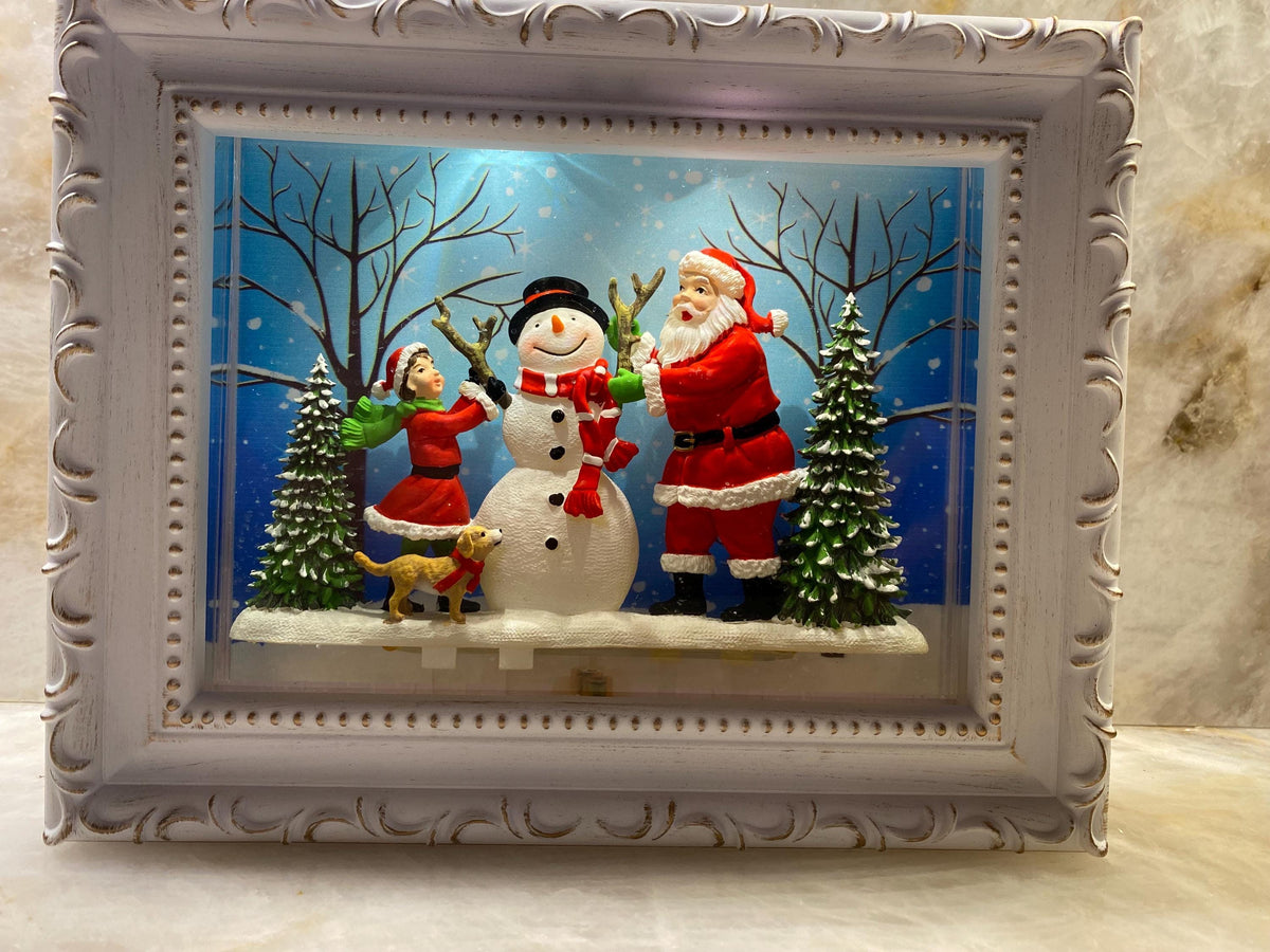 Winter Snow Globe, Snowman Santa Farmhouse Wreath Sign, Snowglobe