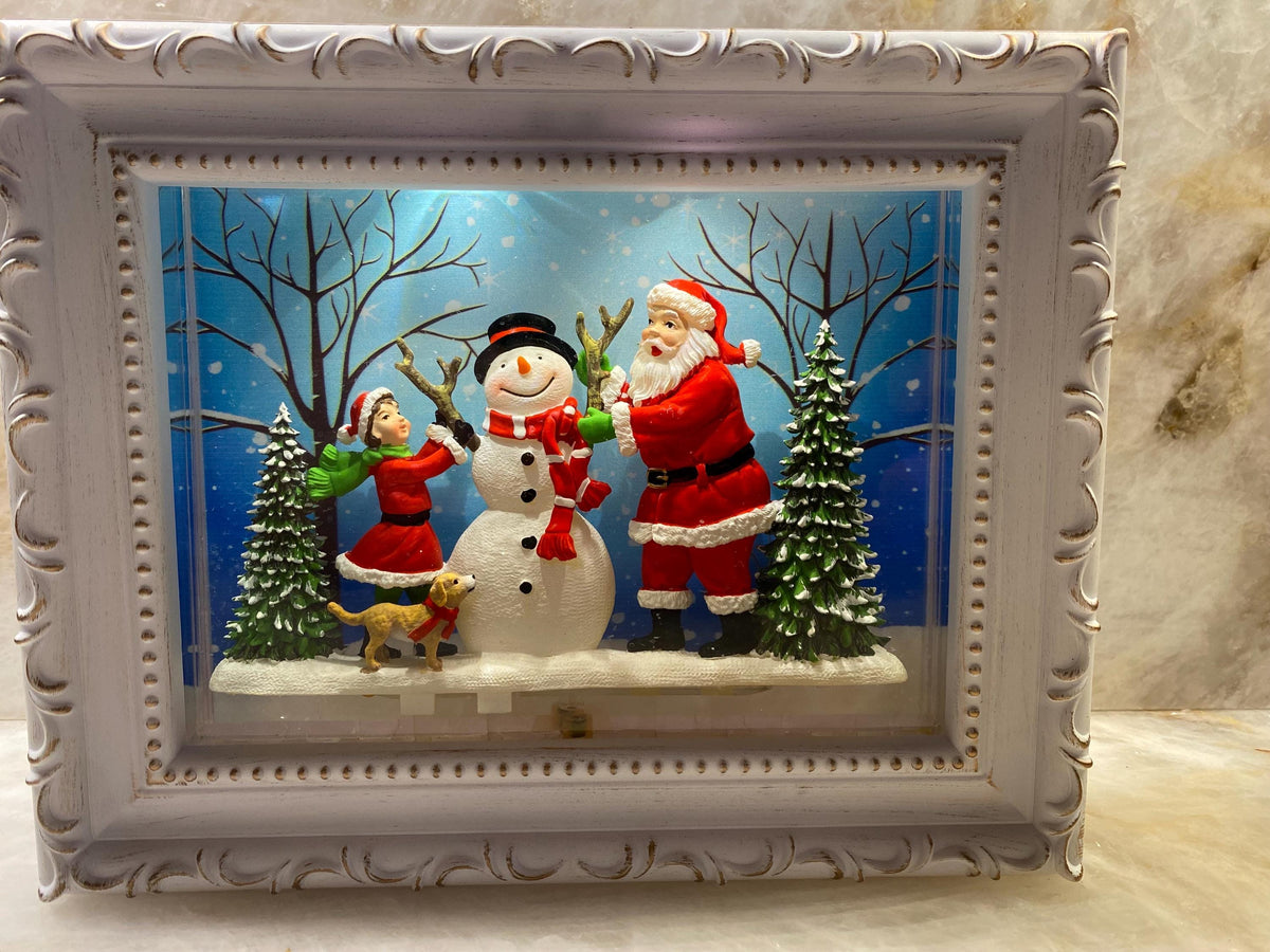 Winter Snow Globe, Snowman Santa Farmhouse Wreath Sign, Snowglobe